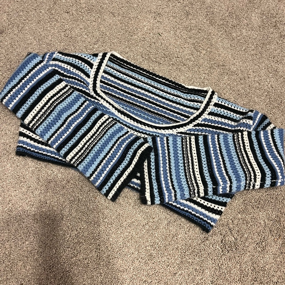 Striped Blue and Black Women's Sweater